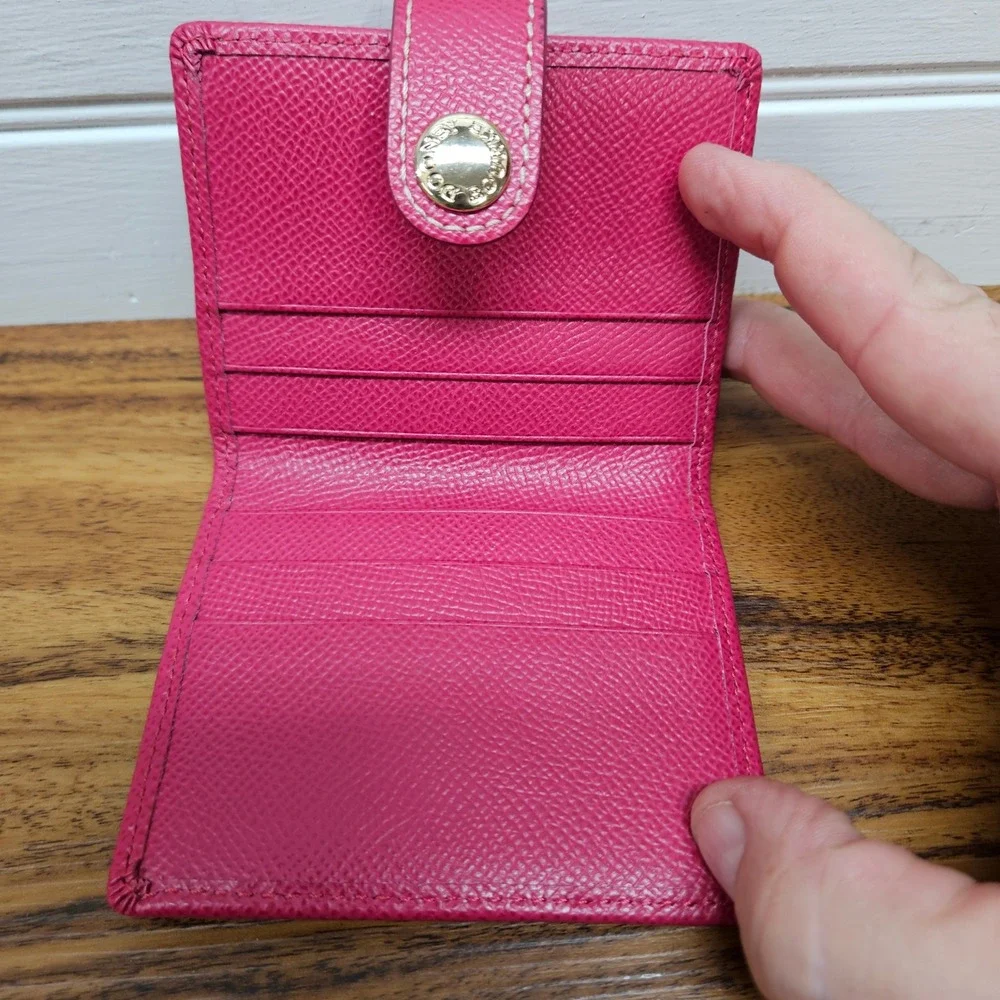 Dooney & Bourke Pink Pebble Grain Leather Small Bifold Snap Wallet